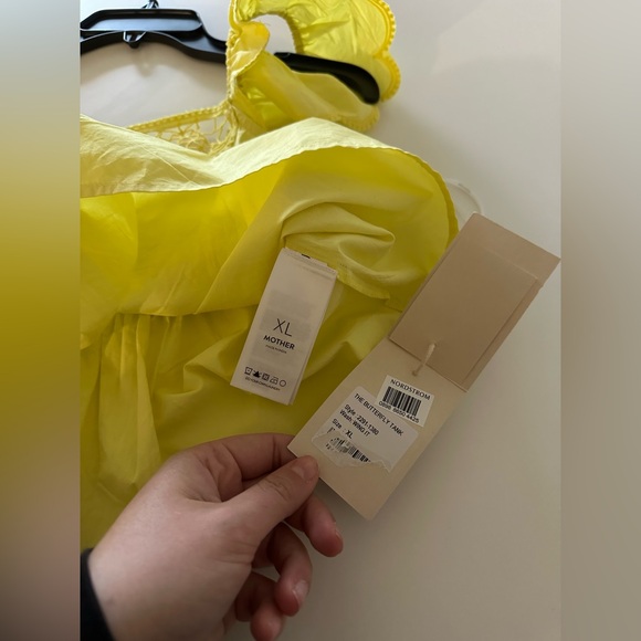 NEW MOTHER The Butterfly Tank Top Wing It Yellow Cotton XL Crop Cottagecore - Picture 6 of 6